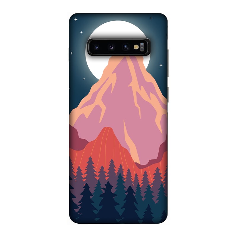 Big Moon and the Mountain Samsung Galaxy S10 Plus Mobile Cover
