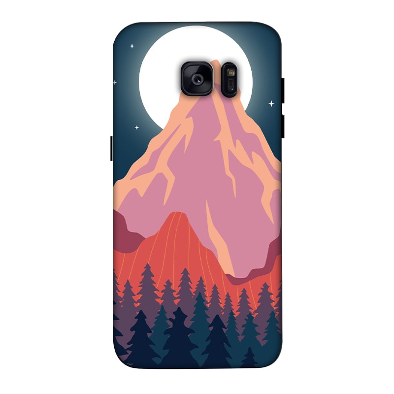Big Moon and the Mountain Samsung Galaxy S7 Edge Mobile Cover