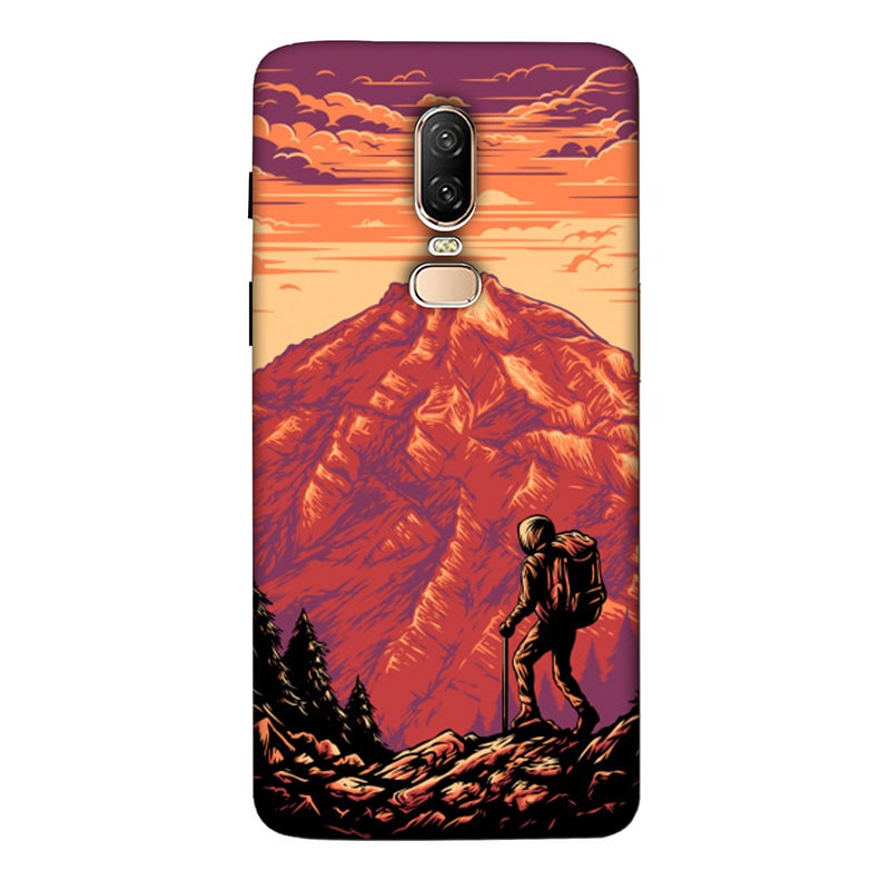 Hiker in Mountain OnePlus 6 Mobile Cover