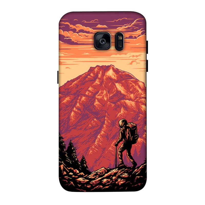 Hiker in Mountain Samsung Galaxy S7 Edge Mobile Cover