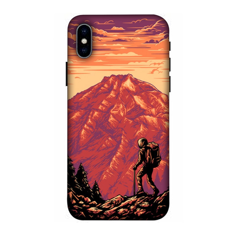 Hiker in Mountain iPhone X Mobile Cover