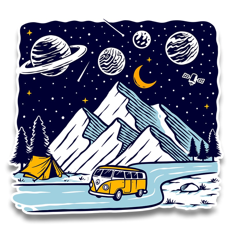 Night Landscape Sticker