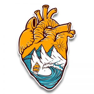 Sea and Mountain Heart Sticker