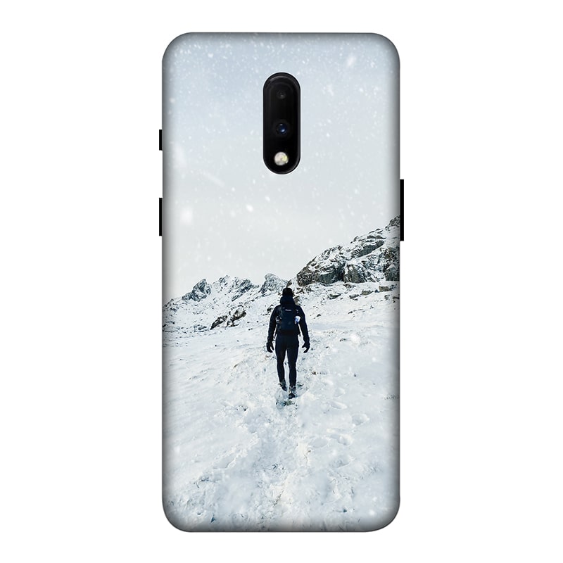 Trekker in Snow OnePlus 7 Mobile Cover