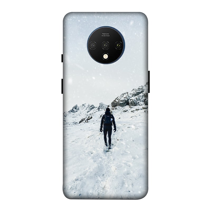 Trekker in Snow OnePlus 7T Mobile Cover