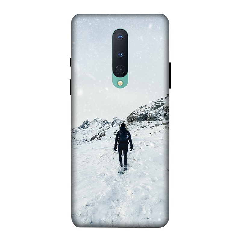 Trekker in Snow OnePlus 8 Mobile Cover