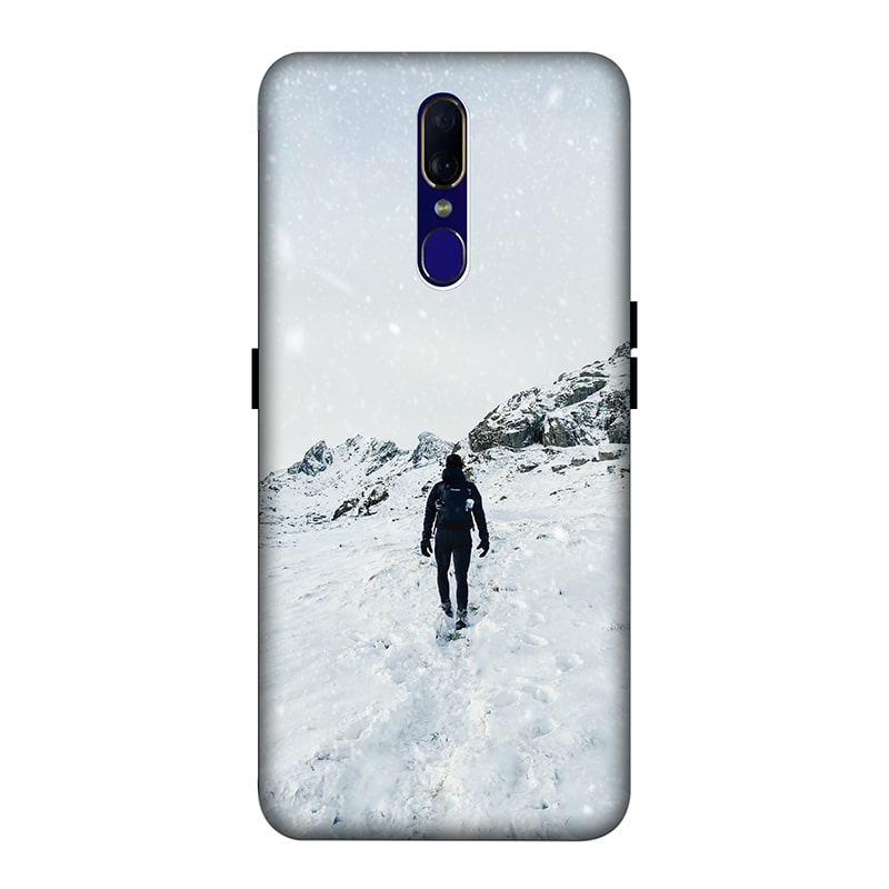 Trekker in Snow Oppo F11 mobile Cover