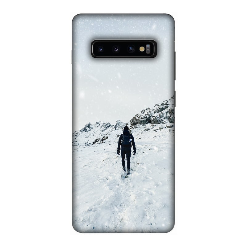 Trekker in Snow Samsung Galaxy S10 Plus Mobile Cover