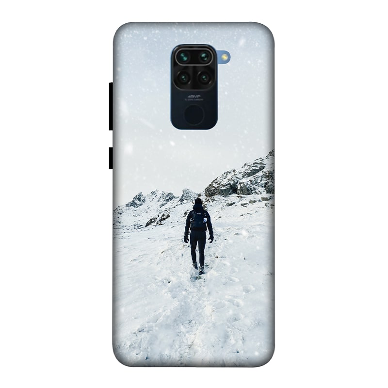 Trekker in Snow Redmi Note 9 Mobile Cover