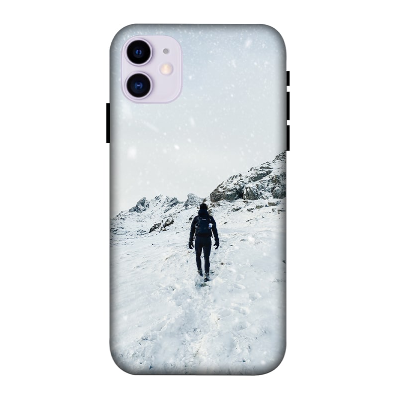 Trekker in Snow iPhone 11 Mobile Cover