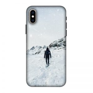 Trekker in Snow iPhone XS Mobile Cover