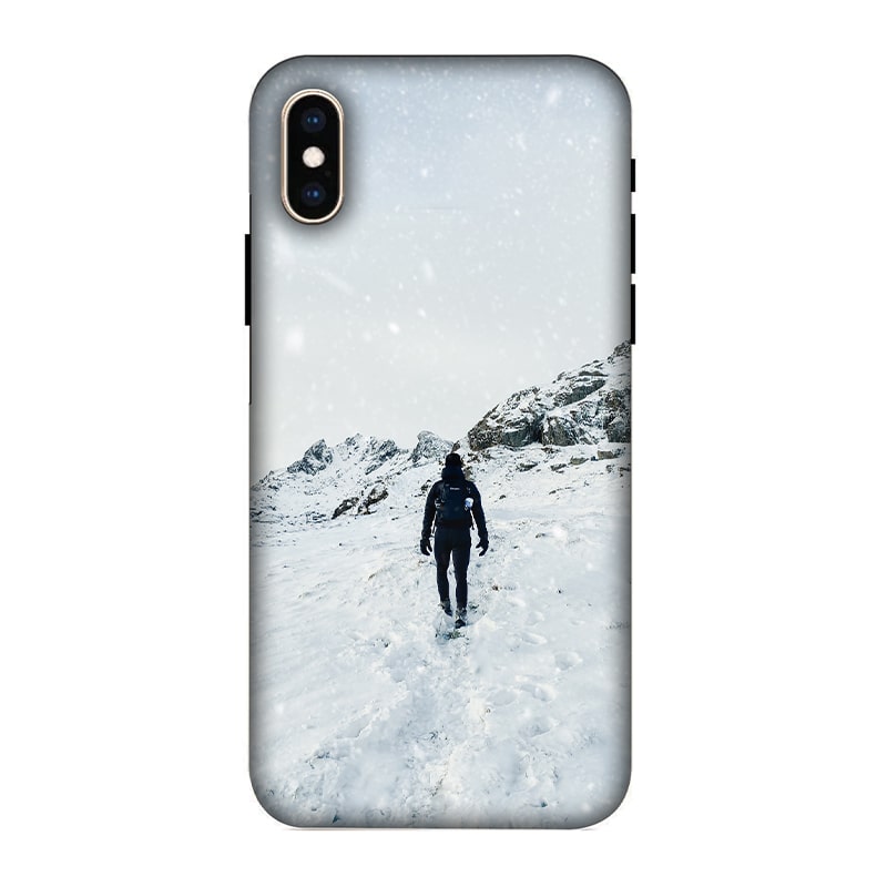 Trekker in Snow iPhone XS Mobile Cover